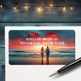 Etiqueta Casal apaixonado por Heart Sunset Beach Address