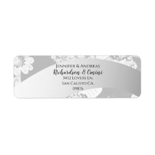 Etiqueta Casal de casamento/endereço branco/Cinza clara