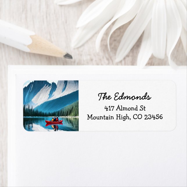 Etiqueta Casal Kayaking nas montanhas (Insitu)