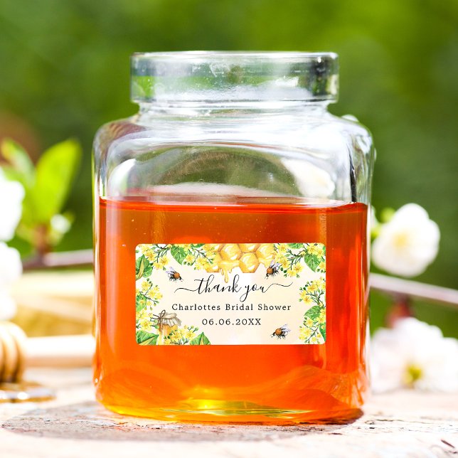 Etiqueta Casamento abelha Casamento civil amarelo floral ob (Criador carregado)