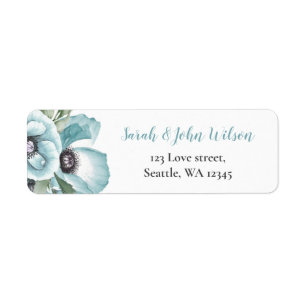 Etiqueta Casamento Azul com Derramamento Floral Rustic Wate