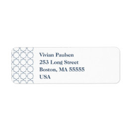 Etiqueta Casamento Azul com Padrão de Trabalho de Latência