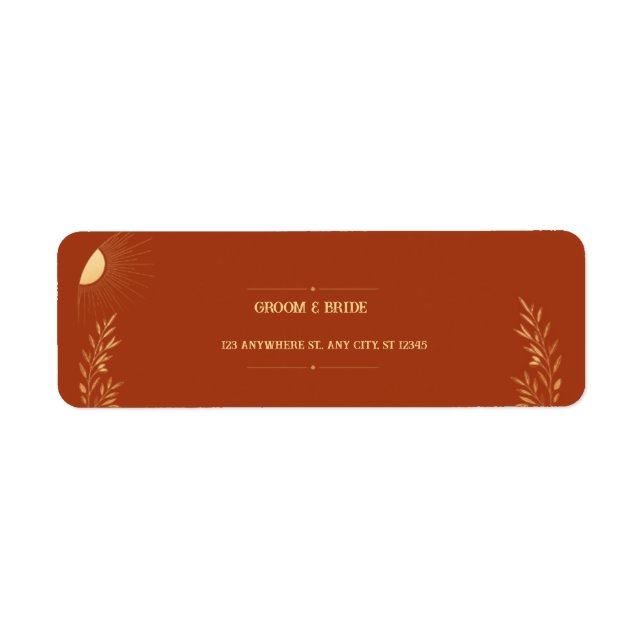 Etiqueta Casamento Boho Terracota  (Frente)
