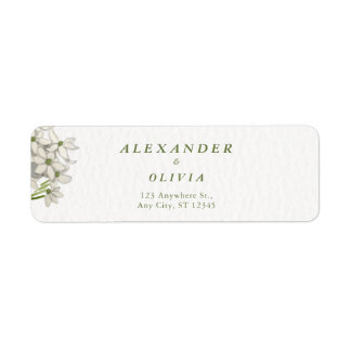 Etiqueta Casamento Botânico Floral Branco Elegante