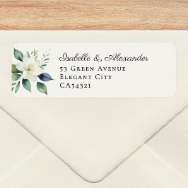 Etiqueta Casamento Botânico Floral Elegante com Folhagens