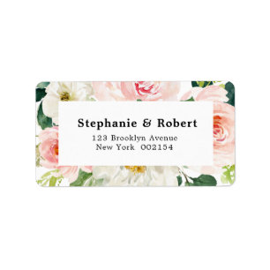 Etiqueta Casamento Botânico Moderno de Florais Cor-de-Rosa