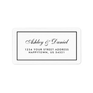 Etiqueta Casamento Branco e Preto Moderno Elegante