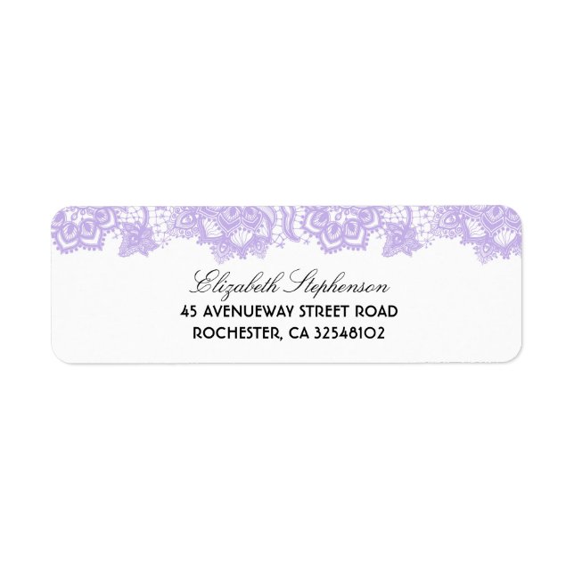 Etiqueta Casamento Branco Elegante de lavanda Lace (Frente)
