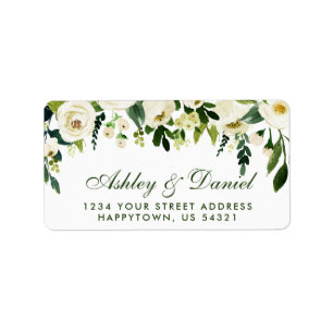 Etiqueta Casamento Branco Verde Floral GS