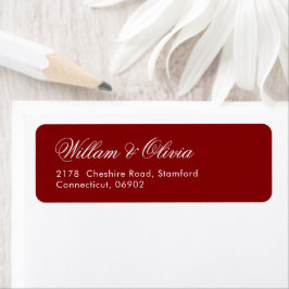 Etiqueta Casamento Burgundy de Caligrafia Elegante