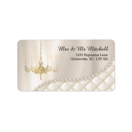 Etiqueta Casamento Chandelier Lighting Ivory Pearls Satin