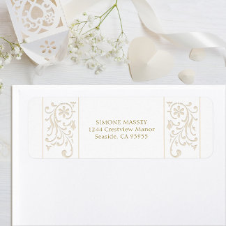 Etiqueta Casamento Chic Formal Ecru com Bordadura de Voluta