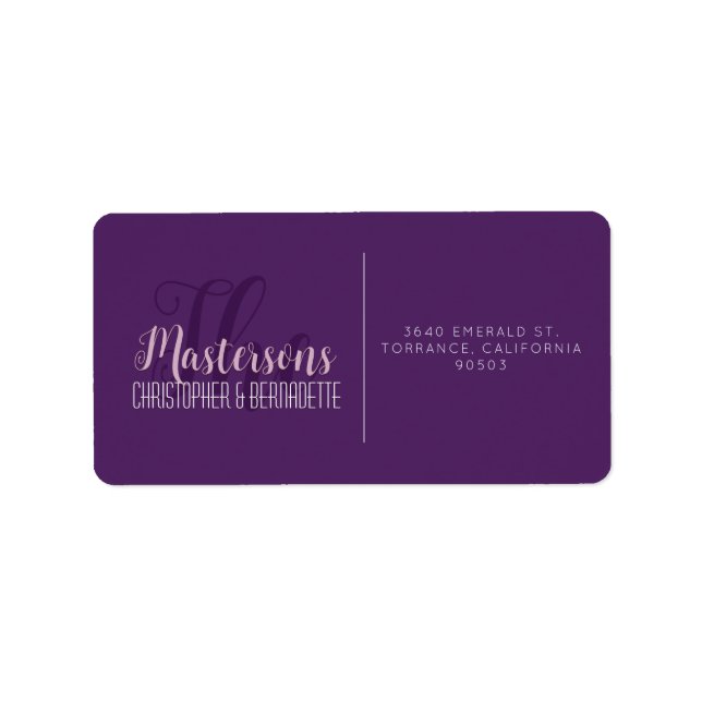 Etiqueta Casamento Chic Moderno Elegante Simples Lavanda Ro (Frente)