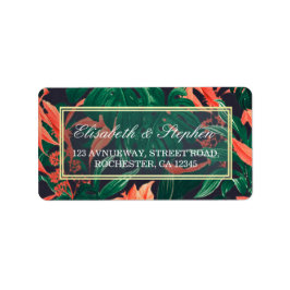 Etiqueta Casamento Cloral Dourado Moderno Hawaiian