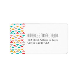 Etiqueta Casamento Colorido de Corações de Triângulo Geomét