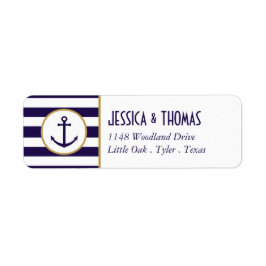 Etiqueta Casamento com Âncora Marinho e Stripe Branca