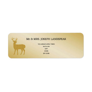 Etiqueta Casamento com Deer Buck, Dourado Elegante
