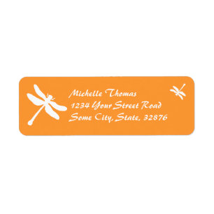 Etiqueta Casamento com Dragonfly Laranja e Branca