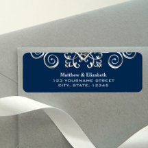 Casamento com Flores de Prata Azul-Marinho