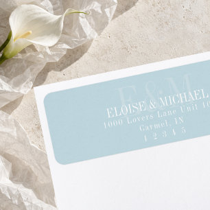 Etiqueta Casamento com Monograma de Citrino Azul em Letra M