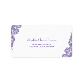 Etiqueta Casamento com rendas ultra violetas modernas