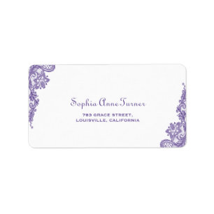 Etiqueta Casamento com rendas ultra violetas modernas