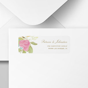 Etiqueta Casamento cômico com cor rosa-d'água, cor-de-ros