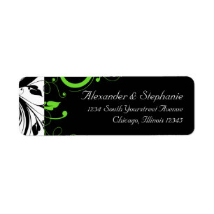 Etiqueta Casamento corajoso preto/do branco/verde limão