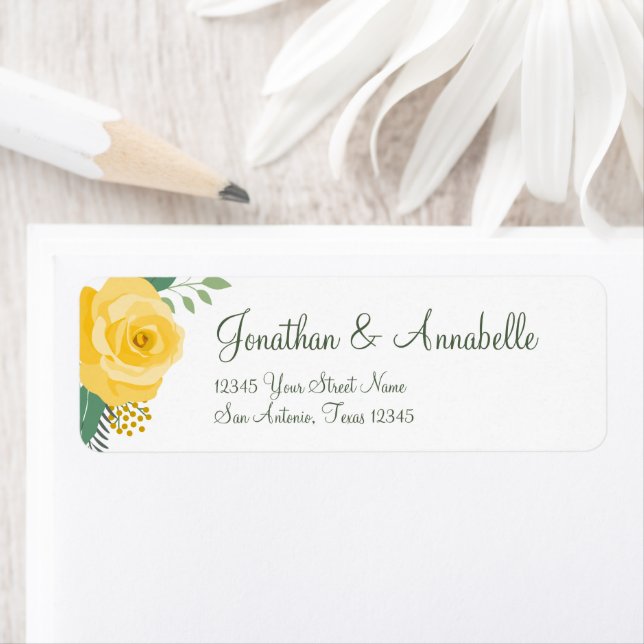 Etiqueta Casamento da Rosa Amarela do Texas (Insitu)