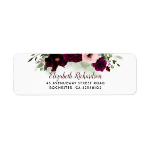 Etiqueta Casamento das Flores Greenery e Burgundy