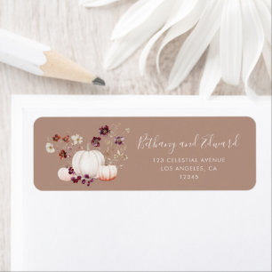 Etiqueta Casamento de Abóbora Floral Toupeira de Outono Rús