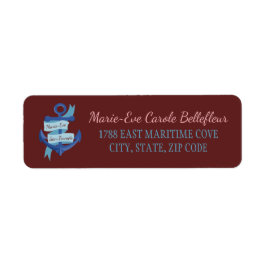 Etiqueta Casamento de Âncora Azul Náutica Bonito Personaliz