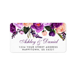 Etiqueta Casamento de Aquarela Floral Roxo Ultra Violet P