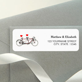 Etiqueta Casamento de Bicicleta Tandem Fofa Vintage