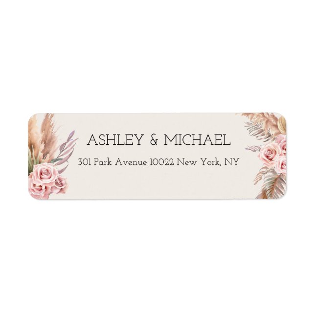 Etiqueta Casamento de Boho Floral Botaniqe Rustic Elegante (Frente)