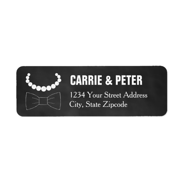 Etiqueta Casamento de Bowties e Pérolas (Frente)