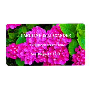 Etiqueta Casamento de Brilhantes Florais Cor-de-Rosa Hidran