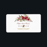 Etiqueta Casamento de Buquê de Poinsettia Vermelha Watercol<br><div class="desc">Design de cartão elegante,  com buquê de poinsettia vermelho e branco,  divisor floral,  belo guião de escrita manual e fontes especiais. Use a ferramenta Personalizar para adicionar suas informações e fazer alterações. Para obter itens correspondentes,  visite minha coleção Poinsettia de eventos de inverno.</div>