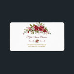 Etiqueta Casamento de Buquê de Poinsettia Vermelha Watercol<br><div class="desc">Design de cartão elegante,  com buquê de poinsettia vermelho e branco,  divisor floral,  belo guião de escrita manual e fontes especiais. Use a ferramenta Personalizar para adicionar suas informações e fazer alterações. Para obter itens correspondentes,  visite minha coleção Poinsettia de eventos de inverno.</div>