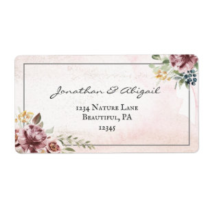 Etiqueta Casamento De Cores De Água Flores Rosa-Rosa-Blush