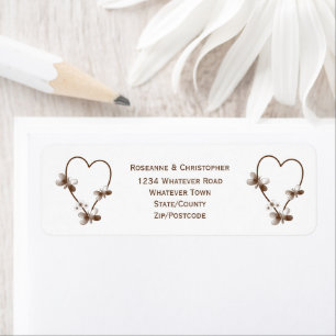 Etiqueta Casamento De Design De Coração E Borboletas De Cho
