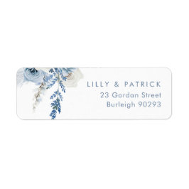 Etiqueta Casamento de Devolução Floral Azul Branco e Dusty
