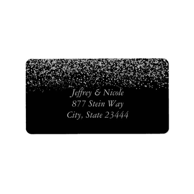 Etiqueta Casamento de Elegante Silver Glitter Confetti (Frente)