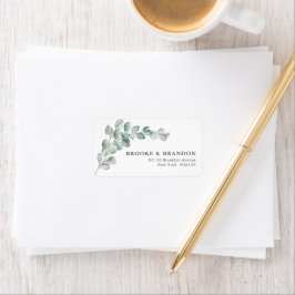 Etiqueta Casamento de Eucalipto Verde Água-forte Rústico