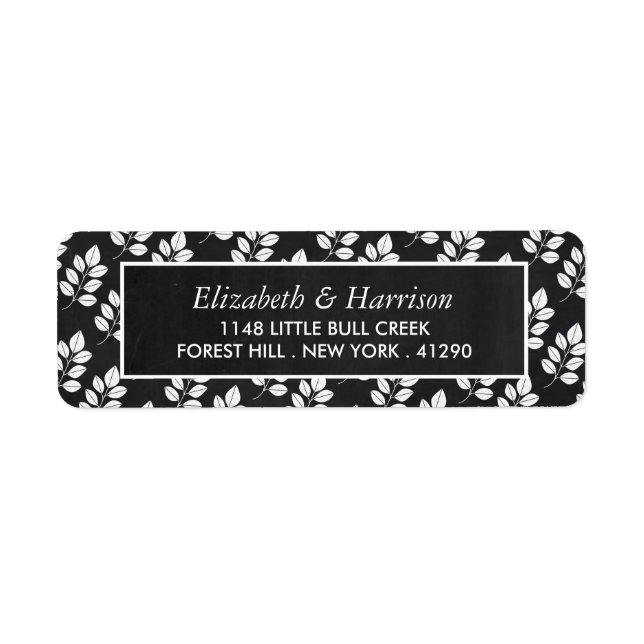 Etiqueta Casamento de Folha Floral Chalkboard (Frente)