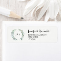 Casamento de folhas de aquarela monograma rústico