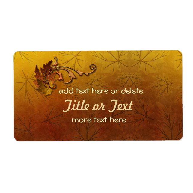 Etiqueta Casamento de Folhas Douradas do outono (Frente)