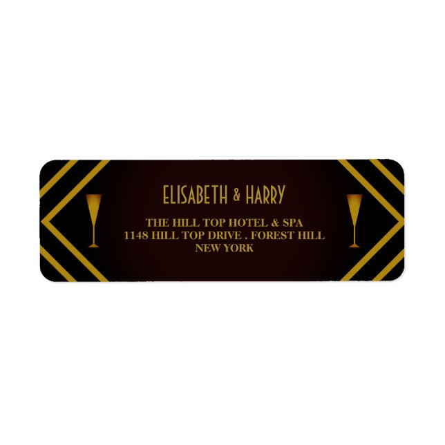 Etiqueta Casamento de Gatsby Dourado de 2020 (Frente)