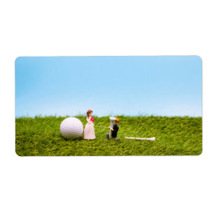 Etiqueta Casamento de golfe com noiva e morada de volta do 