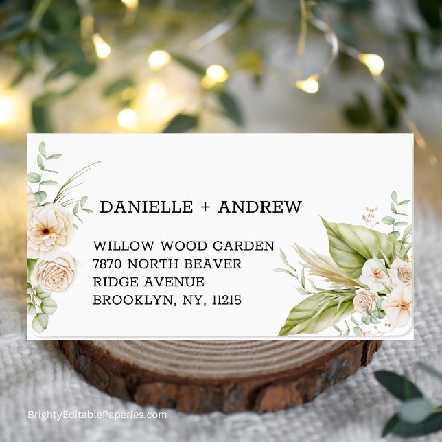 Etiqueta Casamento de Grama de Pampas Suave e Delicada (Elegant Pampas Touch: Enhance Your Wedding Details with Our Soft Delicate Pampas Grass Label.)